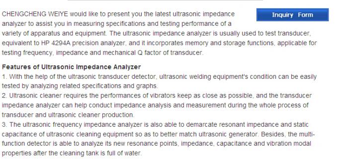 Resonance Half Power Frequency Ultrasonic Impedance Analyzer for For Ceramic Ultrasonic Transducer